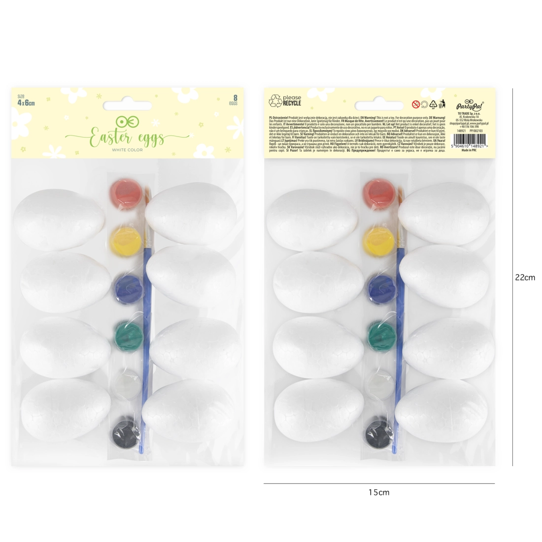 Húsvéti dekorációk – 8 darab festhető tojás készlet