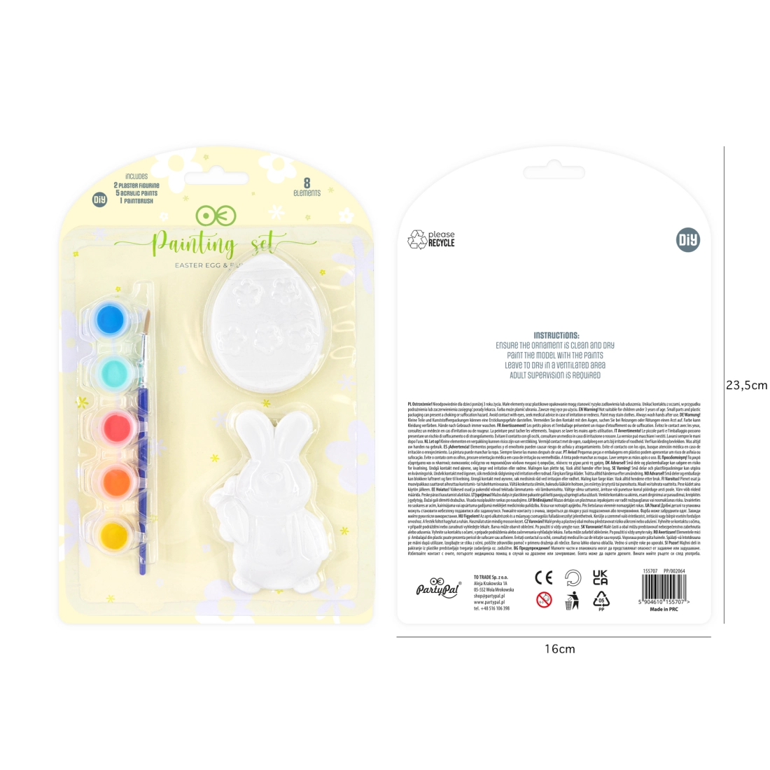 Decorațiuni de Paște – Ornamente din ghips pentru pictat Iepure și Ou, set