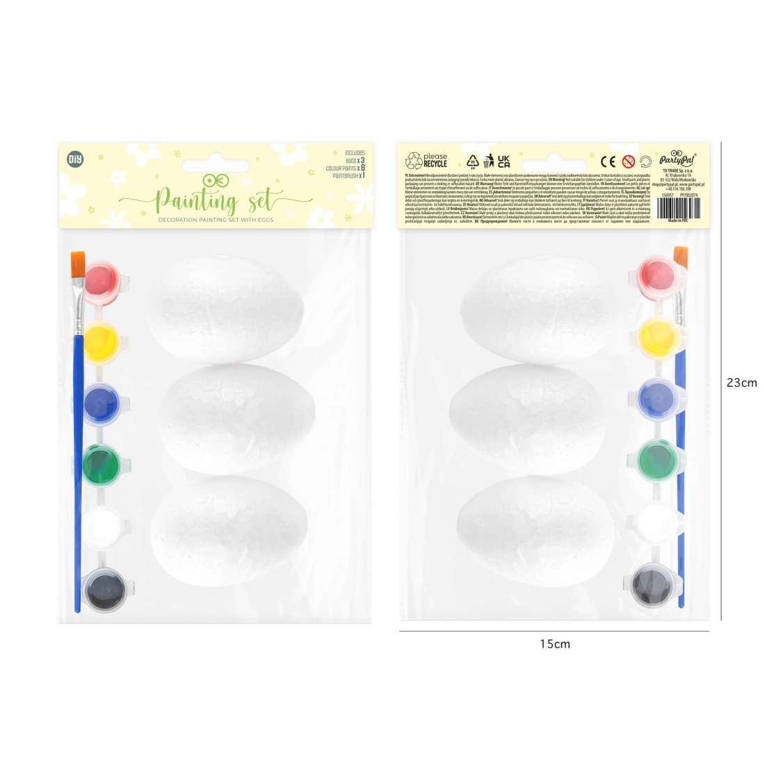 Húsvéti dekoráció – Festhető tojások, 3 darabos készlet