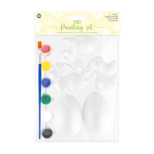 Decorațiuni de Paște – set cu iepurași și ouă de pictat