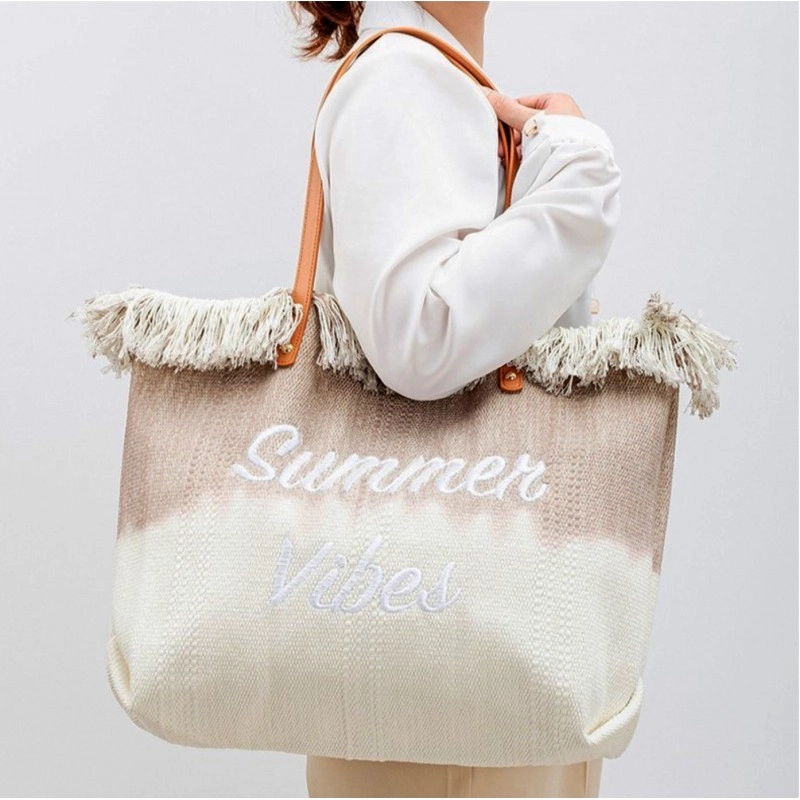 Plážová taška v boho stylu – hnědé ombré