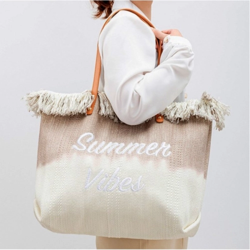 Plážová taška v boho štýle - hnedé ombre