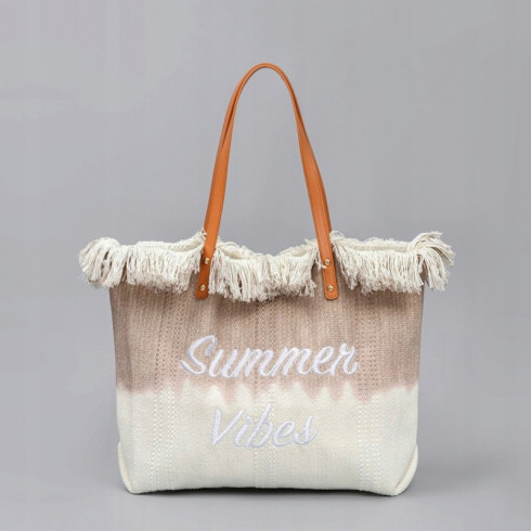 Plážová taška v boho štýle - hnedé ombre