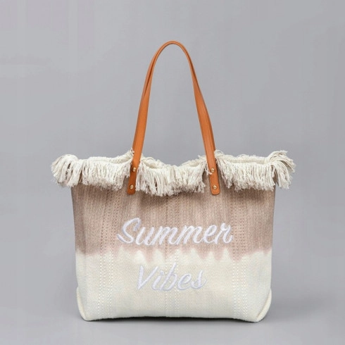 Plážová taška v boho štýle - hnedé ombre