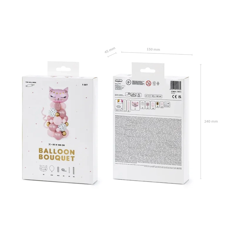 Ghirlandă de baloane „pisică” roz, 83 x 140 cm