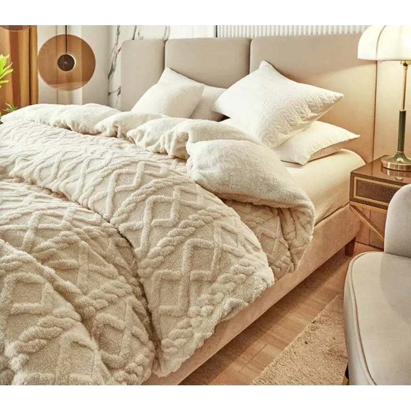 Obojstranná plyšová deka/ prehoz na posteľ 180x220 cm - béžová