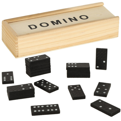 Klasická hra domino kocky v drevenej krabičke