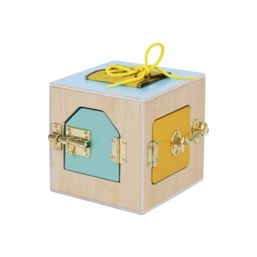 Montessori activity kocka so zámkami 19,5 cm