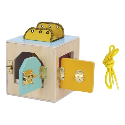 Montessori aktivity kostka se zámky 19,5 cm