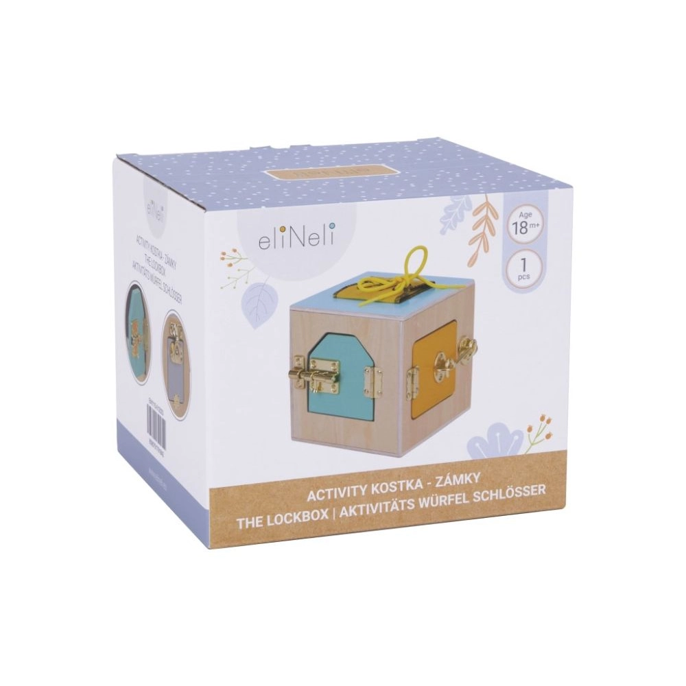 Montessori activity kocka so zámkami 19,5 cm