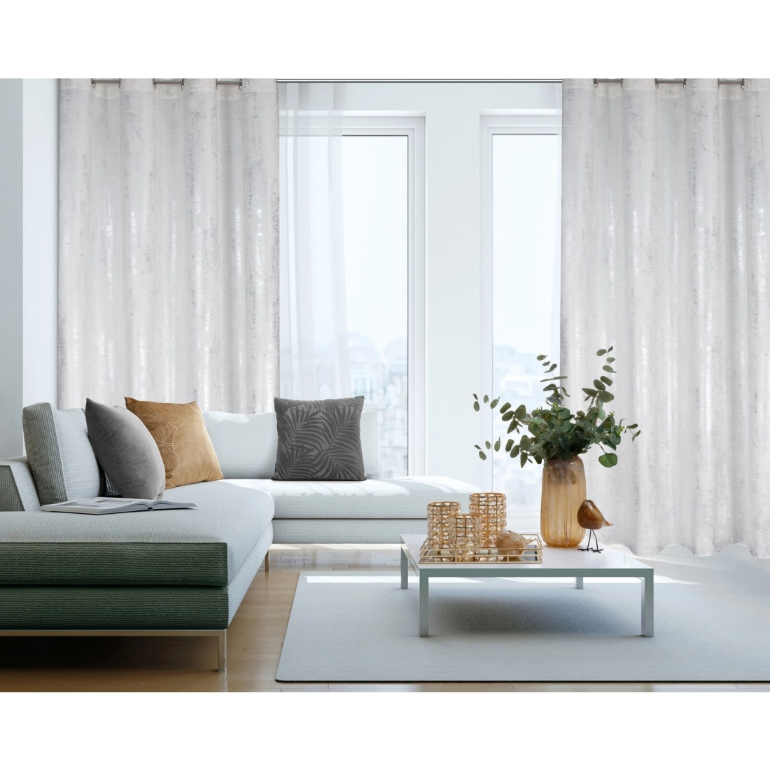 Koc 150x200 cm krémový, zlatý s lesklou potlačou mramoru GLAMO Design 91