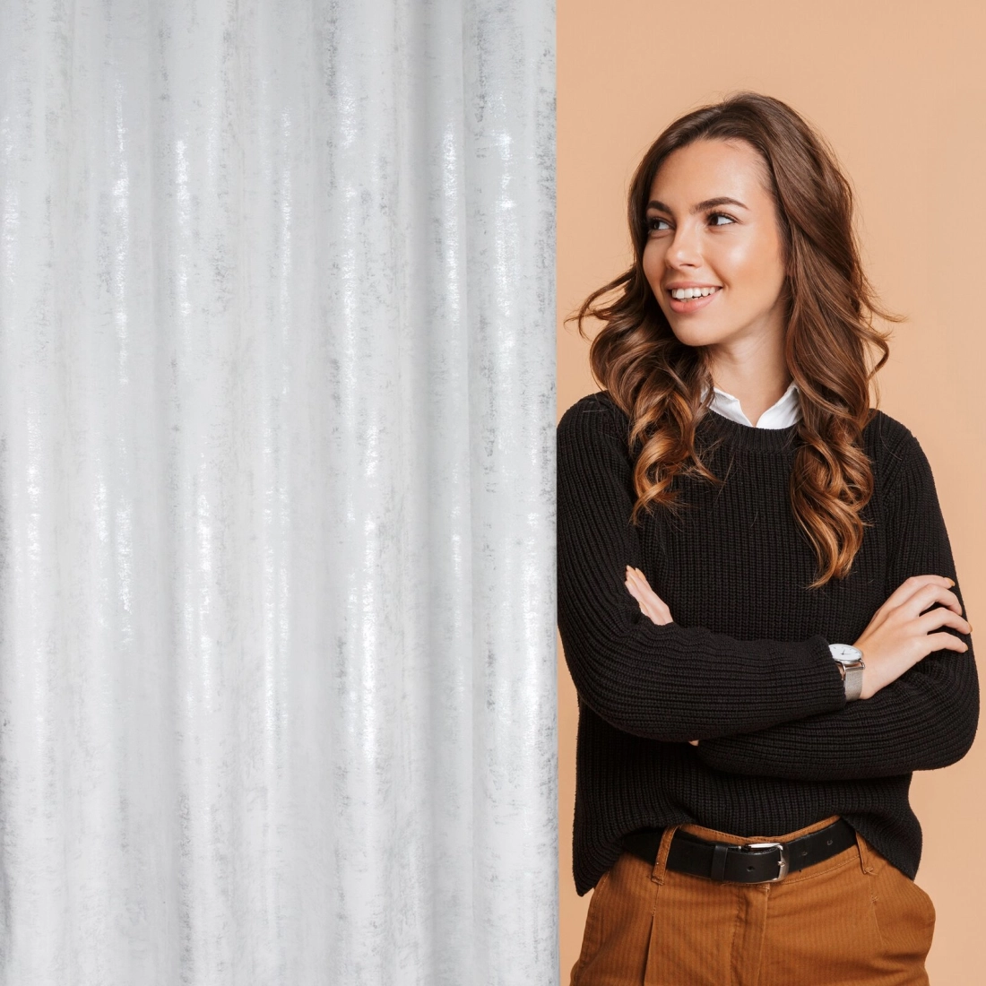 Koc 150x200 cm krémový, zlatý s lesklou potlačou mramoru GLAMO Design 91