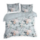 Obliečky 140x200 cm bavlnené renforcé s kvetinovým motívom, sivé a oceľové
