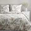 Bavlněné povlečení 140x200 cm s rostlinným vzorem, bílé a ocelové