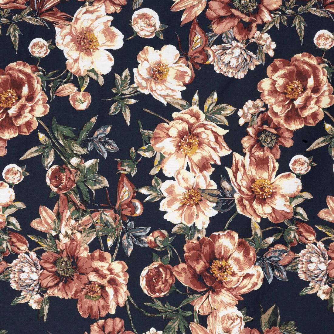 Povlečení 140x200 cm bavlněný satén, květované, černé a cihlové