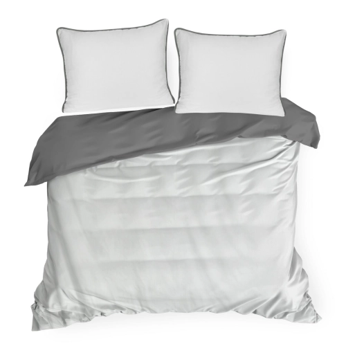 Obliečky 140x200 cm bavlnené saténové obojstranné, biele a oceľové
