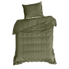 Povlečení 140x200 cm z bavlněného saténu, pruhované, olivové