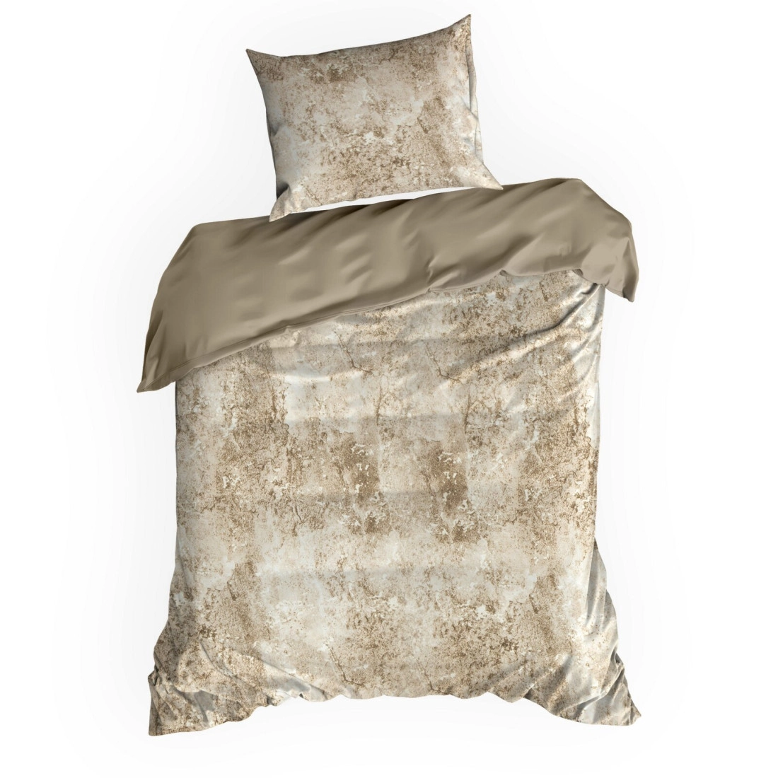 Povlečení 140x200 cm z bavlněného saténu s mramorovým vzorem, béžové