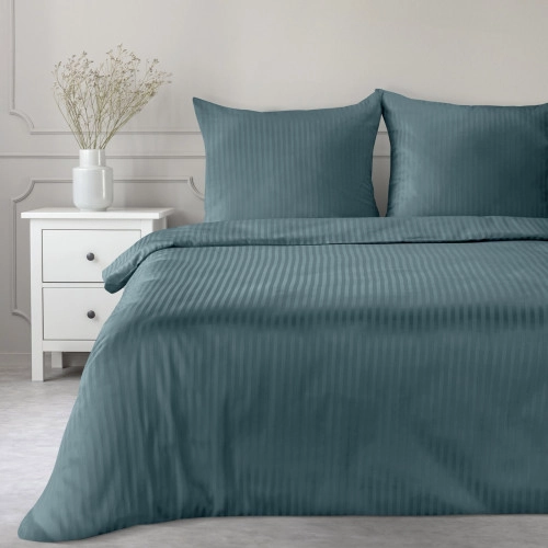 Obliečky 140x200 cm bavlnené saténové s pásikmi, modré