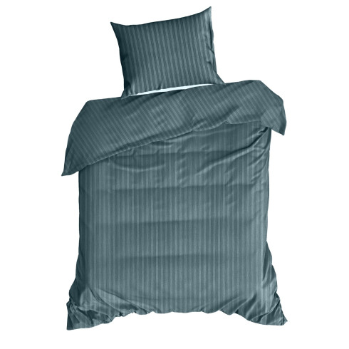 Obliečky 140x200 cm bavlnené saténové s pásikmi, modré