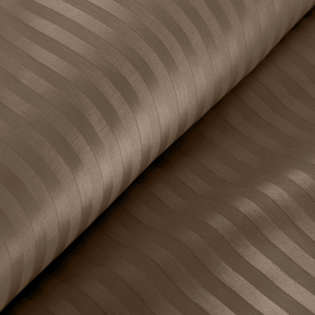 Povlečení 140x200 cm bavlněný satén s pruhovaným vzorem, hnědé