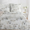 Obliečky 140x200 cm bavlnené saténové s rastlinným vzorom, béžové a sivé