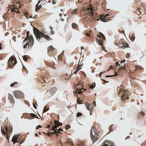 Obliečky 140x200 cm saténové s kvetovaným vzorom, biele a púdrovo ružové