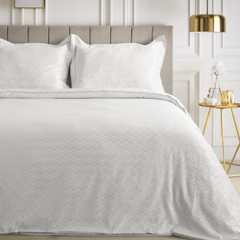 Obliečky 160x200 cm bambusová viskóza s geometrickým vzorom, biele