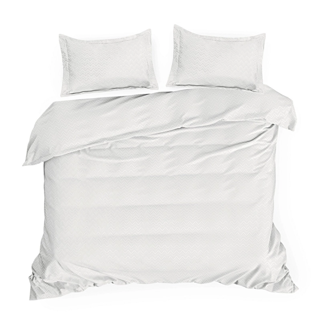 Povlečení 160x200 cm z bambusové viskózy s geometrickým vzorem, bílé