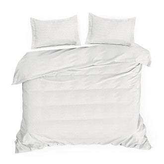 Obliečky 160x200 cm bambusová viskóza s geometrickým vzorom, biele