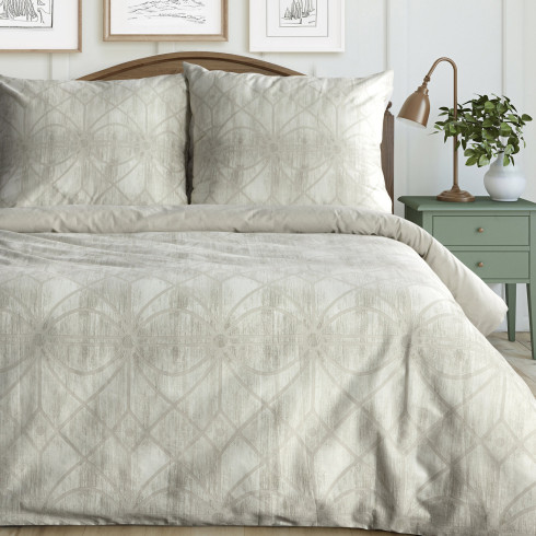 Obliečky 160x200 cm bavlnené renforcé s geometrickým vzorom, béžové a krémové