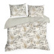 Obliečky 160x200 cm bavlnené s rastlinným vzorom, biele a oceľové