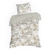 Bavlněné povlečení 160x200 cm s rostlinným vzorem, bílé a ocelové