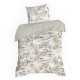Obliečky 160x200 cm bavlnené s rastlinným vzorom, biele a oceľové