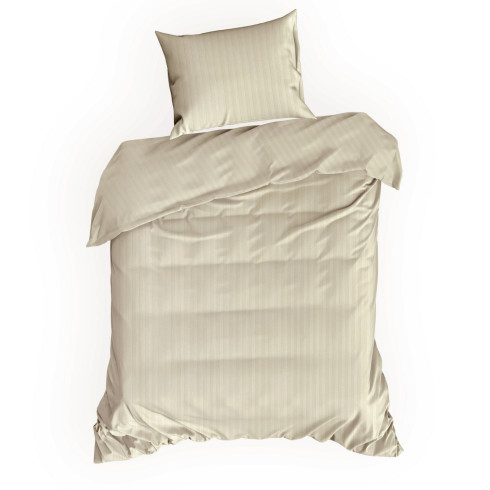 Obliečky 160x200 cm bavlnené saténové krémové s prúžkami