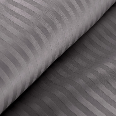 Obliečky 160x200 cm bavlnené saténové pruhované, oceľovo sivé