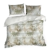 Povlečení 160x200 cm z bavlněného saténu s květinovým motivem, olivové a bílé