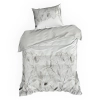 Povlečení 160x200 cm z bavlněného saténu s rostlinným vzorem, stříbrné a bílé
