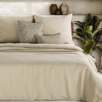 Obliečky 160x200 cm ľanové s bavlnou krémové