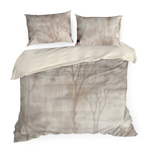 Obliečky 160x200 cm saténové bavlnené, béžové a krémové
