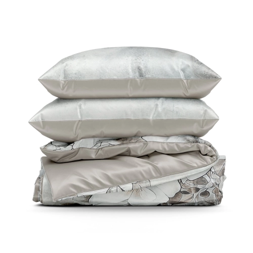 Saténové bavlněné povlečení 160x200 cm, béžové a šedobéžové