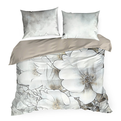 Obliečky 160x200 cm saténové bavlnené, béžové a šedobéžové
