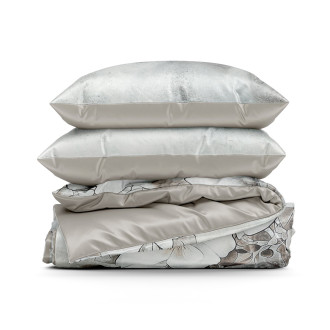 Obliečky 160x200 cm saténové bavlnené, béžové a šedobéžové