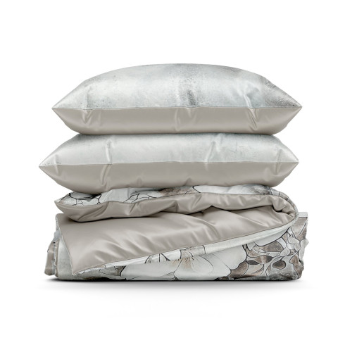 Obliečky 160x200 cm saténové bavlnené, béžové a šedobéžové