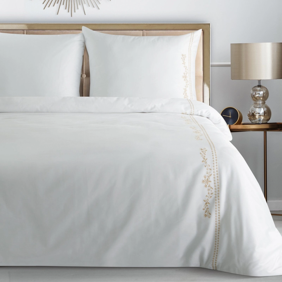 Povlečení 160x200 cm saténové bavlněné, bílé a béžové