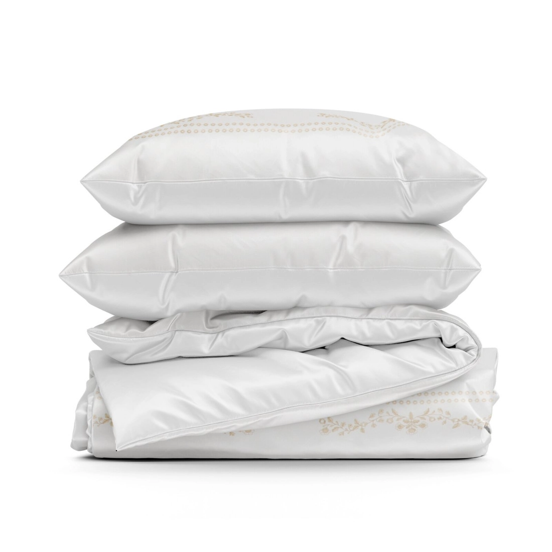 Povlečení 160x200 cm saténové bavlněné, bílé a béžové