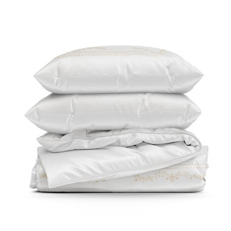 Obliečky 160x200 cm saténové bavlnené, biele a béžové