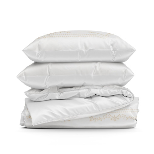 Povlečení 160x200 cm saténové bavlněné, bílé a béžové