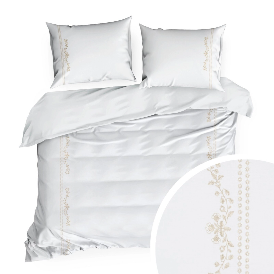 Povlečení 160x200 cm saténové bavlněné, bílé a béžové