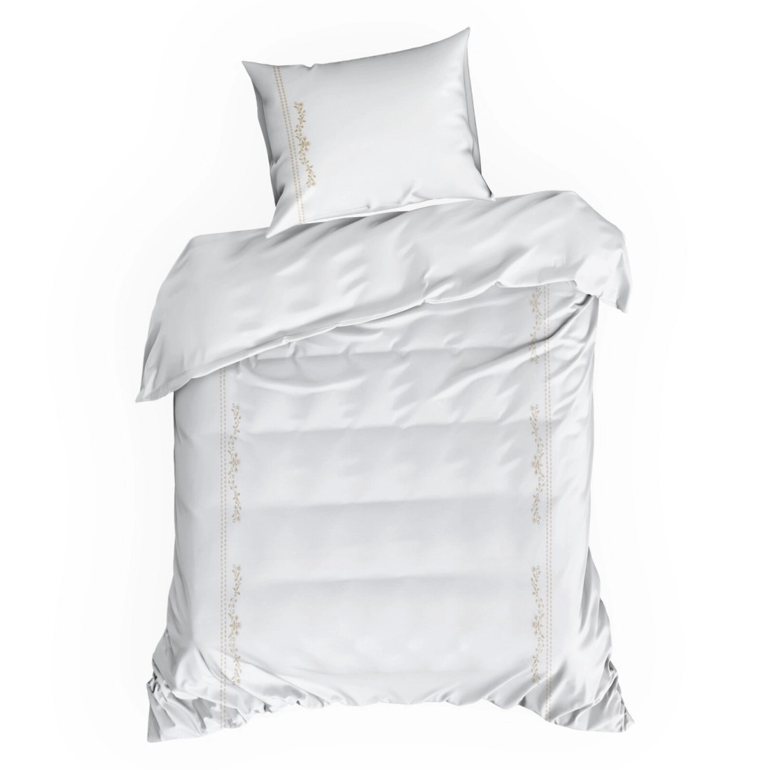 Povlečení 160x200 cm saténové bavlněné, bílé a béžové